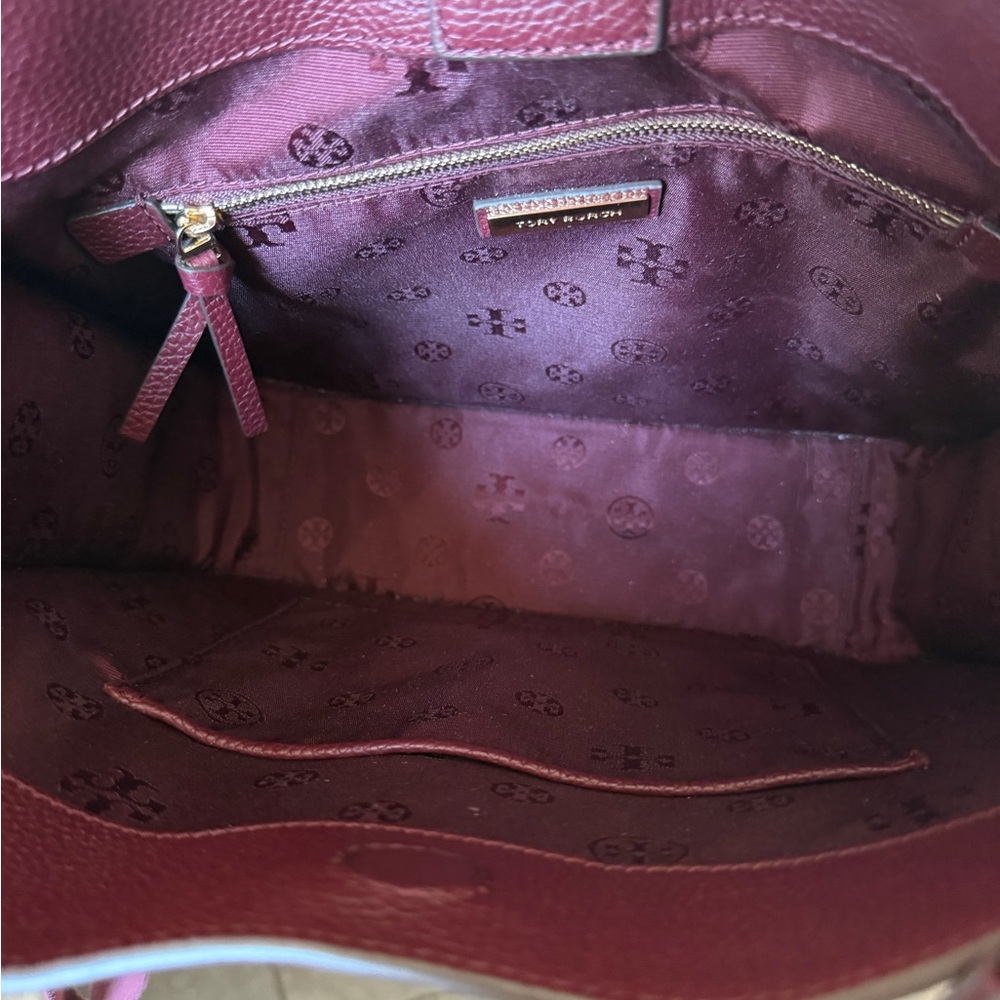 Tory Burch Thea Web Large Burgundy Leather Shoulder Crossbody Bag TRENDING COLOR - Picture 4 of 5
